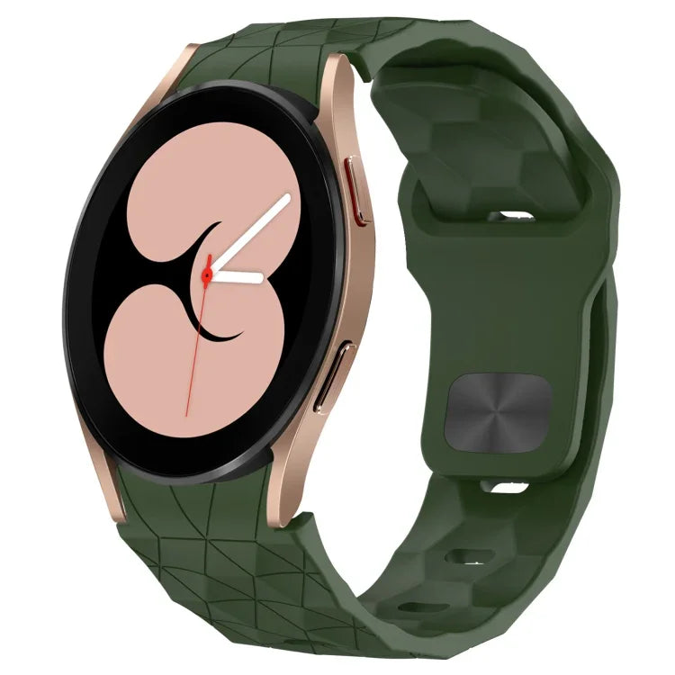 สายซิลิโคนหัวเข็มขัดกลับลายพื้นผิวฟุตบอล สำหรับ Samsung Galaxy Watch 4 44mm, สำหรับ Samsung Galaxy Watch 4 40mm, สำหรับ Samsung Galaxy Watch 4 Classic 46mm, สำหรับ Samsung Galaxy Watch 4 Classic 42mm