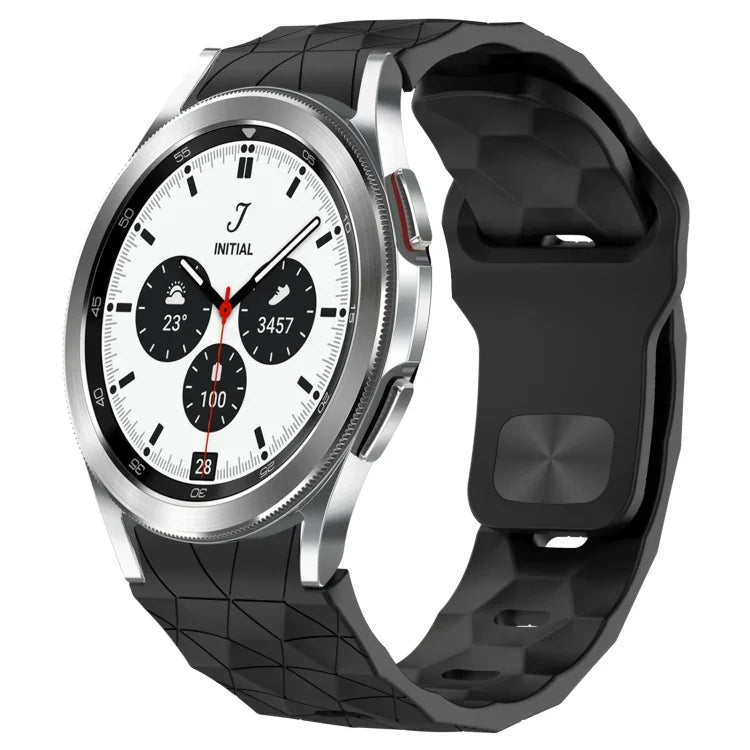 สายซิลิโคนหัวเข็มขัดกลับลายพื้นผิวฟุตบอล สำหรับ Samsung Galaxy Watch 4 44mm, สำหรับ Samsung Galaxy Watch 4 40mm, สำหรับ Samsung Galaxy Watch 4 Classic 46mm, สำหรับ Samsung Galaxy Watch 4 Classic 42mm