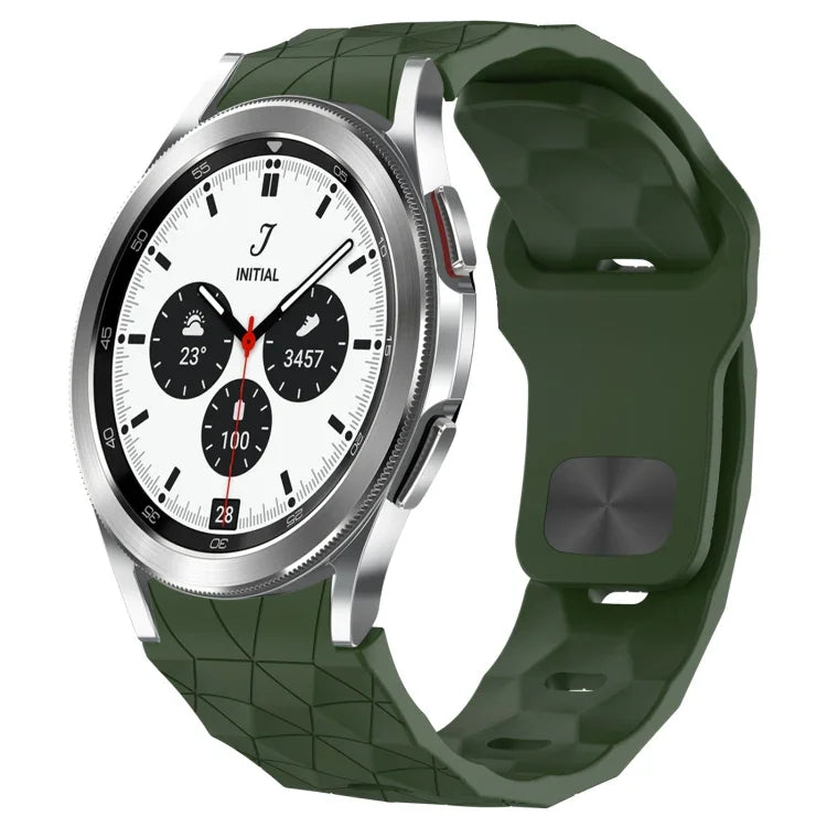 สายซิลิโคนหัวเข็มขัดกลับลายพื้นผิวฟุตบอล สำหรับ Samsung Galaxy Watch 4 44mm, สำหรับ Samsung Galaxy Watch 4 40mm, สำหรับ Samsung Galaxy Watch 4 Classic 46mm, สำหรับ Samsung Galaxy Watch 4 Classic 42mm