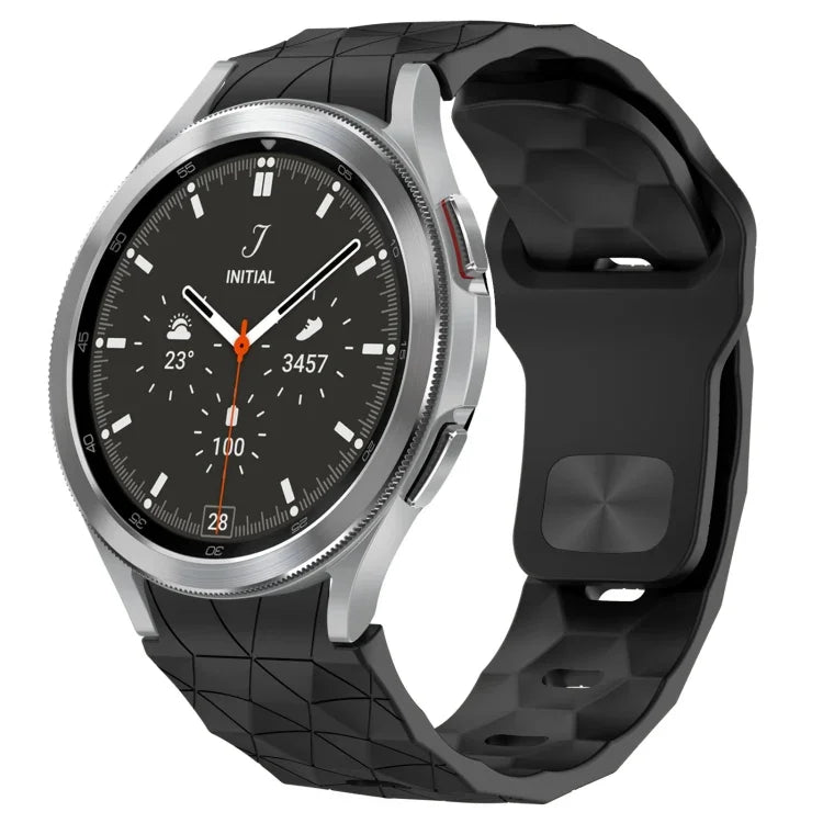 สายซิลิโคนหัวเข็มขัดกลับลายพื้นผิวฟุตบอล สำหรับ Samsung Galaxy Watch 4 44mm, สำหรับ Samsung Galaxy Watch 4 40mm, สำหรับ Samsung Galaxy Watch 4 Classic 46mm, สำหรับ Samsung Galaxy Watch 4 Classic 42mm