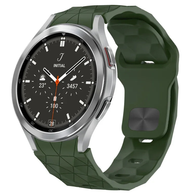 สายซิลิโคนหัวเข็มขัดกลับลายพื้นผิวฟุตบอล สำหรับ Samsung Galaxy Watch 4 44mm, สำหรับ Samsung Galaxy Watch 4 40mm, สำหรับ Samsung Galaxy Watch 4 Classic 46mm, สำหรับ Samsung Galaxy Watch 4 Classic 42mm