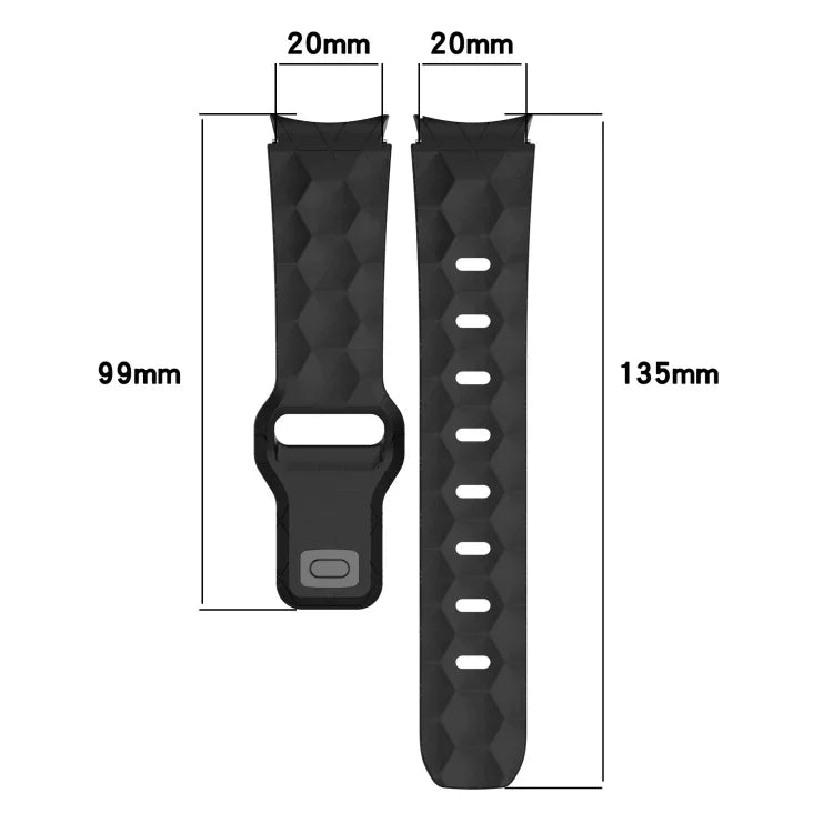 สายซิลิโคนหัวเข็มขัดกลับลายพื้นผิวฟุตบอล สำหรับ Samsung Galaxy Watch 4 44mm, สำหรับ Samsung Galaxy Watch 4 40mm, สำหรับ Samsung Galaxy Watch 4 Classic 46mm, สำหรับ Samsung Galaxy Watch 4 Classic 42mm