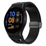 สายรัดนาฬิกาซิลิโคนแม่เหล็กพับหัวล็อกสีดำ Richard สำหรับ Samsung Galaxy Watch FE ขนาด 40 มม. สำหรับ Samsung Galaxy Watch 7 ขนาด 40 / 44 มม. สำหรับ Samsung Galaxy Watch 6 Classic ขนาด 43 / 47 มม.