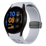 สายรัดนาฬิกาซิลิโคนแม่เหล็กพับหัวล็อกสีดำ Richard สำหรับ Samsung Galaxy Watch FE ขนาด 40 มม. สำหรับ Samsung Galaxy Watch 7 ขนาด 40 / 44 มม. สำหรับ Samsung Galaxy Watch 6 Classic ขนาด 43 / 47 มม.