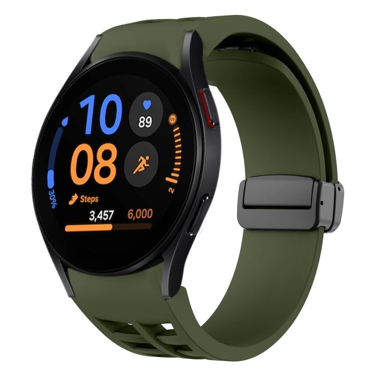 สายรัดนาฬิกาซิลิโคนแม่เหล็กพับหัวล็อกสีดำ Richard สำหรับ Samsung Galaxy Watch FE ขนาด 40 มม. สำหรับ Samsung Galaxy Watch 7 ขนาด 40 / 44 มม. สำหรับ Samsung Galaxy Watch 6 Classic ขนาด 43 / 47 มม.