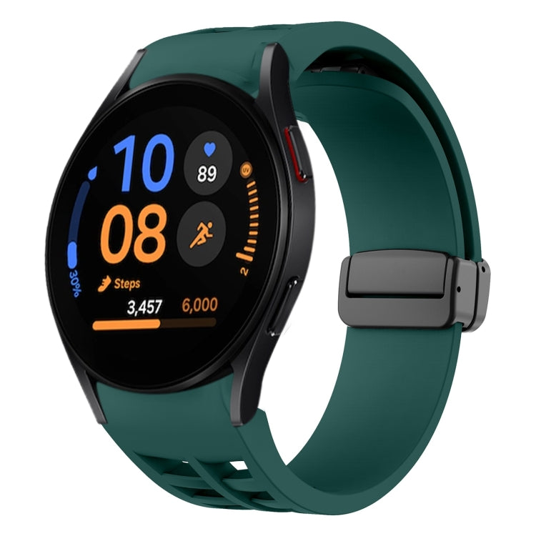 สายรัดนาฬิกาซิลิโคนแม่เหล็กพับหัวล็อกสีดำ Richard สำหรับ Samsung Galaxy Watch FE ขนาด 40 มม. สำหรับ Samsung Galaxy Watch 7 ขนาด 40 / 44 มม. สำหรับ Samsung Galaxy Watch 6 Classic ขนาด 43 / 47 มม.