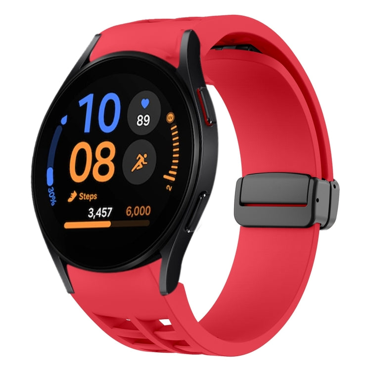 สายรัดนาฬิกาซิลิโคนแม่เหล็กพับหัวล็อกสีดำ Richard สำหรับ Samsung Galaxy Watch FE ขนาด 40 มม. สำหรับ Samsung Galaxy Watch 7 ขนาด 40 / 44 มม. สำหรับ Samsung Galaxy Watch 6 Classic ขนาด 43 / 47 มม.