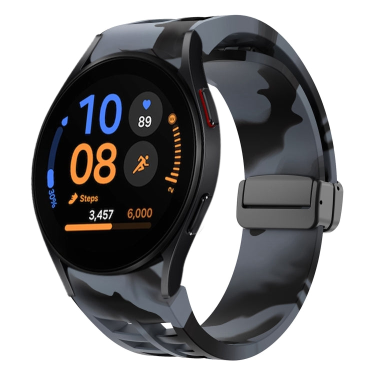 สายรัดนาฬิกาซิลิโคนแม่เหล็กพับหัวล็อกสีดำ Richard สำหรับ Samsung Galaxy Watch FE ขนาด 40 มม. สำหรับ Samsung Galaxy Watch 7 ขนาด 40 / 44 มม. สำหรับ Samsung Galaxy Watch 6 Classic ขนาด 43 / 47 มม.