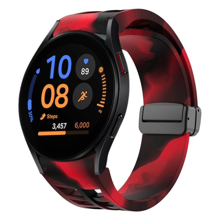 สายรัดนาฬิกาซิลิโคนแม่เหล็กพับหัวล็อกสีดำ Richard สำหรับ Samsung Galaxy Watch FE ขนาด 40 มม. สำหรับ Samsung Galaxy Watch 7 ขนาด 40 / 44 มม. สำหรับ Samsung Galaxy Watch 6 Classic ขนาด 43 / 47 มม.