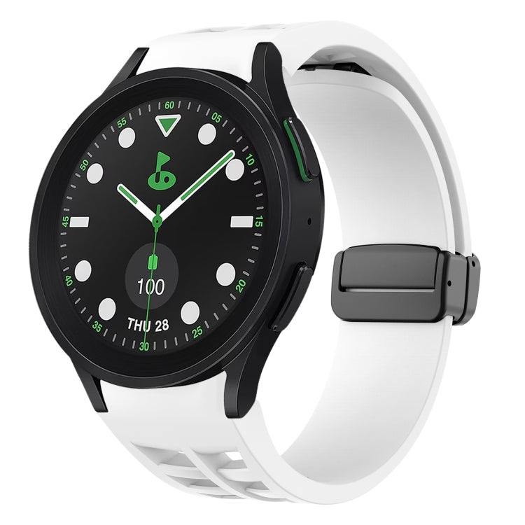 สายรัดนาฬิกาซิลิโคนแม่เหล็กพับหัวล็อกสีดำ Richard สำหรับ Samsung Galaxy Watch 6 ขนาด 40 / 44 มม. สำหรับ Samsung Galaxy Watch 5 Pro Golf Edition สำหรับ Samsung Galaxy Watch 5 Golf Edition