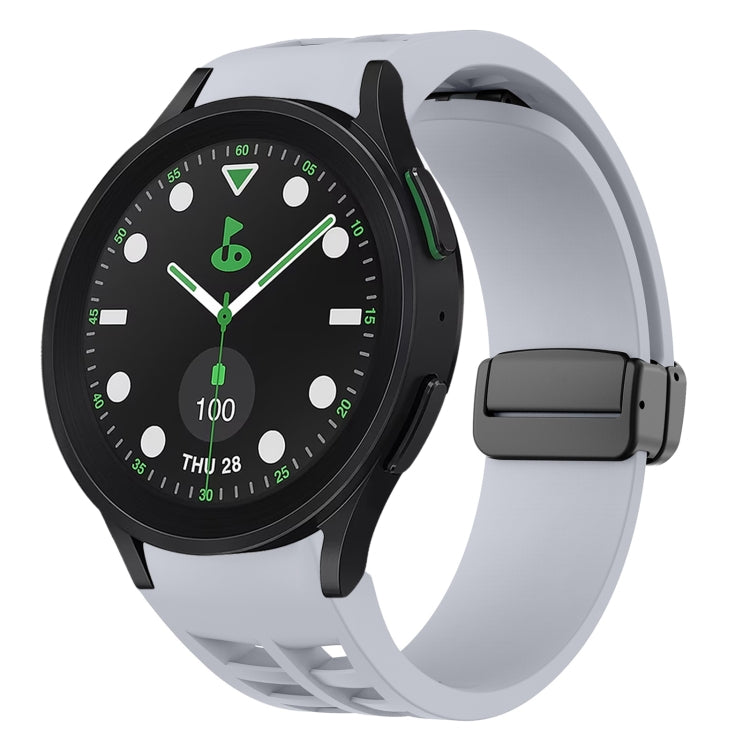 สายรัดนาฬิกาซิลิโคนแม่เหล็กพับหัวล็อกสีดำ Richard สำหรับ Samsung Galaxy Watch 6 ขนาด 40 / 44 มม. สำหรับ Samsung Galaxy Watch 5 Pro Golf Edition สำหรับ Samsung Galaxy Watch 5 Golf Edition