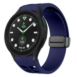 สายรัดนาฬิกาซิลิโคนแม่เหล็กพับหัวล็อกสีดำ Richard สำหรับ Samsung Galaxy Watch 6 ขนาด 40 / 44 มม. สำหรับ Samsung Galaxy Watch 5 Pro Golf Edition สำหรับ Samsung Galaxy Watch 5 Golf Edition