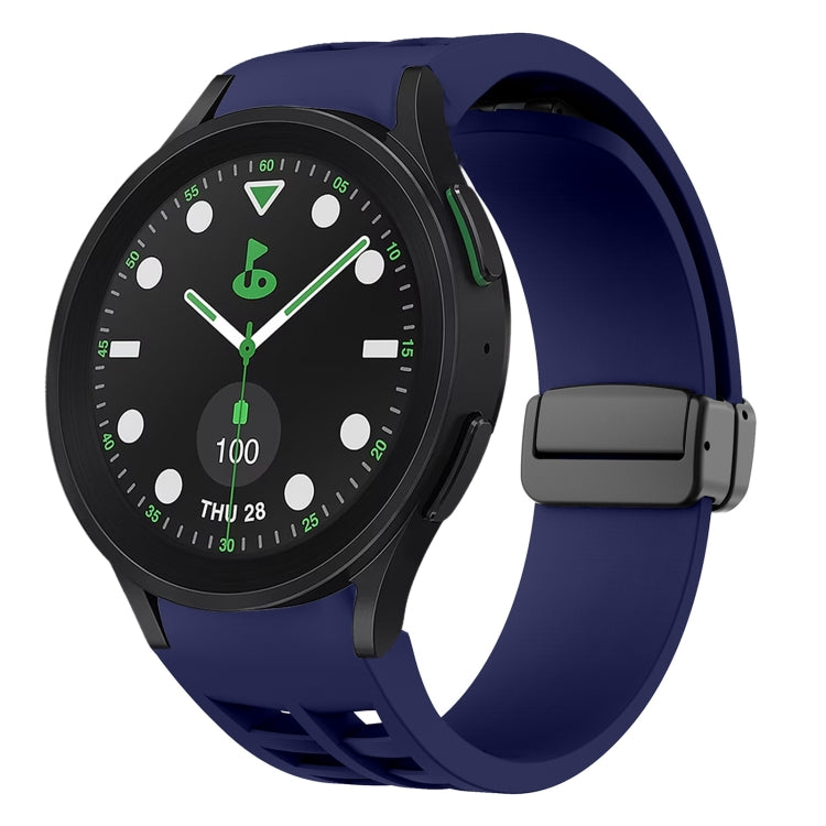 สายรัดนาฬิกาซิลิโคนแม่เหล็กพับหัวล็อกสีดำ Richard สำหรับ Samsung Galaxy Watch 6 ขนาด 40 / 44 มม. สำหรับ Samsung Galaxy Watch 5 Pro Golf Edition สำหรับ Samsung Galaxy Watch 5 Golf Edition