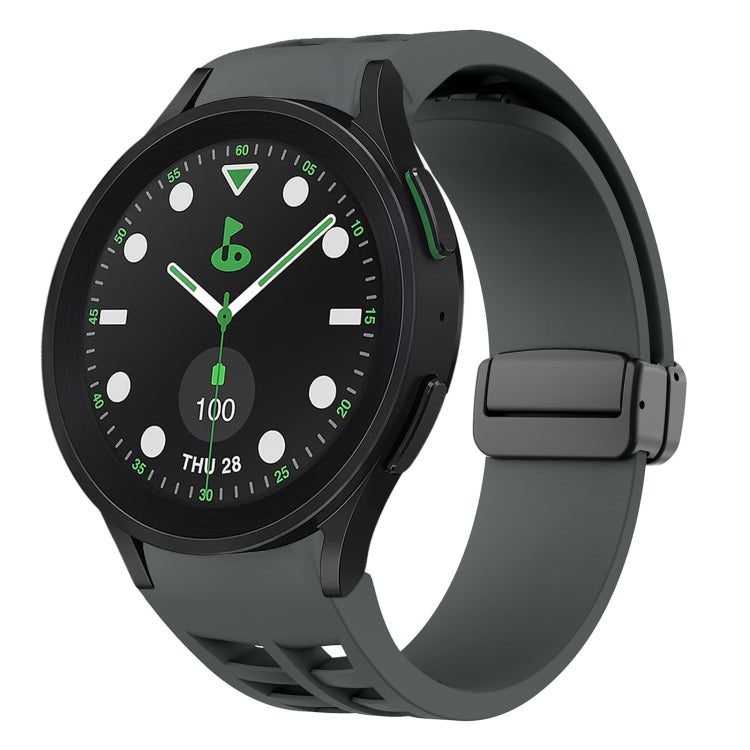 สายรัดนาฬิกาซิลิโคนแม่เหล็กพับหัวล็อกสีดำ Richard สำหรับ Samsung Galaxy Watch 6 ขนาด 40 / 44 มม. สำหรับ Samsung Galaxy Watch 5 Pro Golf Edition สำหรับ Samsung Galaxy Watch 5 Golf Edition