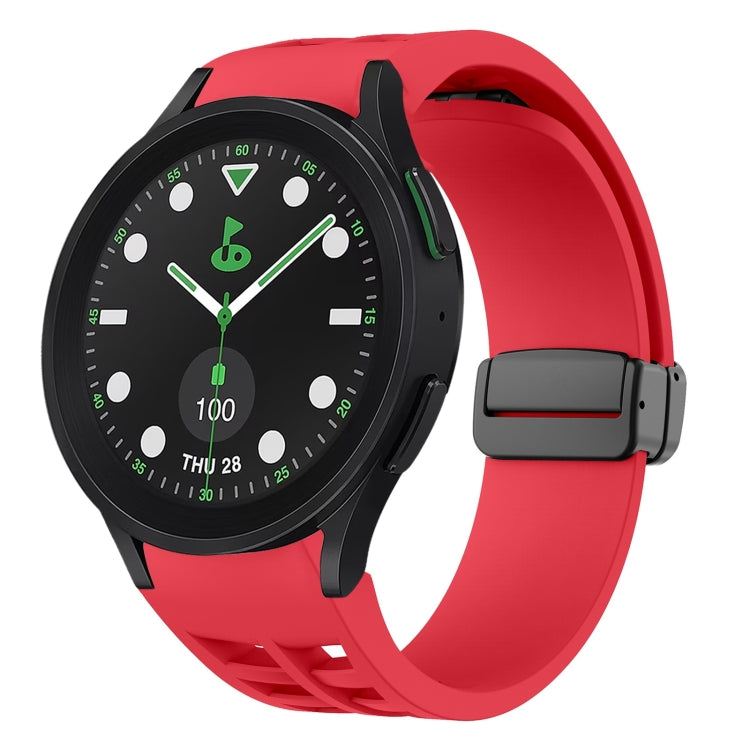 สายรัดนาฬิกาซิลิโคนแม่เหล็กพับหัวล็อกสีดำ Richard สำหรับ Samsung Galaxy Watch 6 ขนาด 40 / 44 มม. สำหรับ Samsung Galaxy Watch 5 Pro Golf Edition สำหรับ Samsung Galaxy Watch 5 Golf Edition