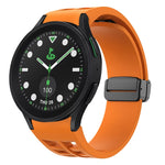 สายรัดนาฬิกาซิลิโคนแม่เหล็กพับหัวล็อกสีดำ Richard สำหรับ Samsung Galaxy Watch 6 ขนาด 40 / 44 มม. สำหรับ Samsung Galaxy Watch 5 Pro Golf Edition สำหรับ Samsung Galaxy Watch 5 Golf Edition