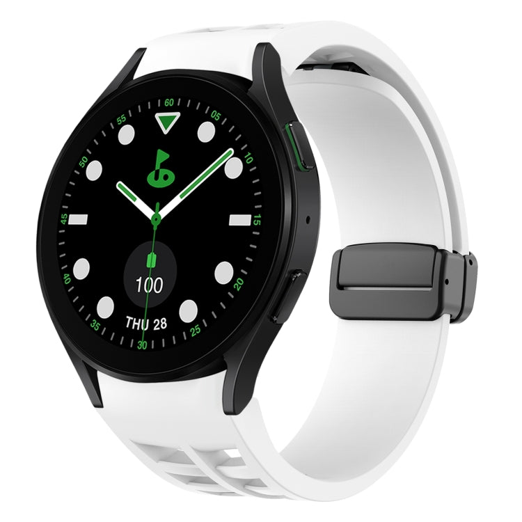 สายรัดนาฬิกาซิลิโคนแม่เหล็กพับหัวล็อกสีดำ Richard สำหรับ Samsung Galaxy Watch 6 ขนาด 40 / 44 มม. สำหรับ Samsung Galaxy Watch 5 Pro Golf Edition สำหรับ Samsung Galaxy Watch 5 Golf Edition