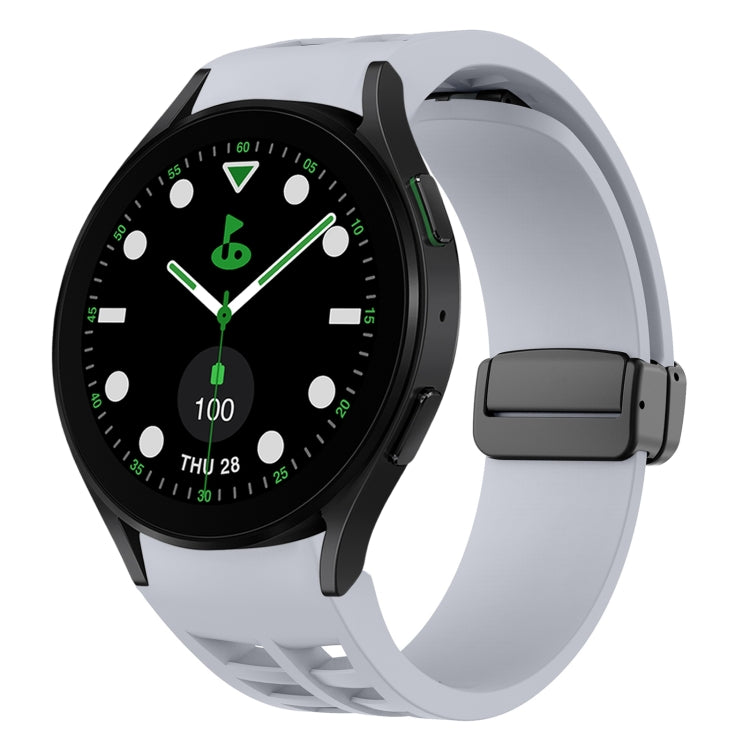 สายรัดนาฬิกาซิลิโคนแม่เหล็กพับหัวล็อกสีดำ Richard สำหรับ Samsung Galaxy Watch 6 ขนาด 40 / 44 มม. สำหรับ Samsung Galaxy Watch 5 Pro Golf Edition สำหรับ Samsung Galaxy Watch 5 Golf Edition
