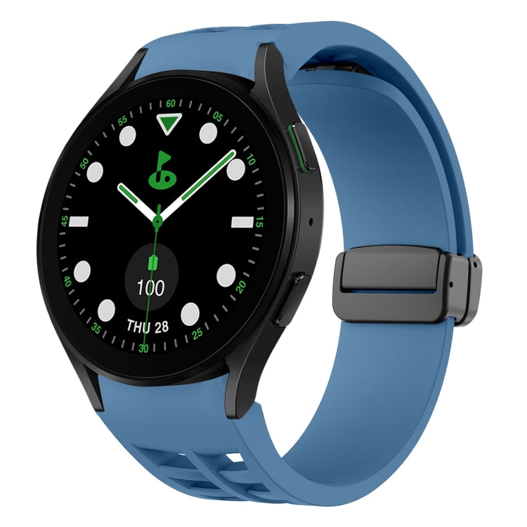 สายรัดนาฬิกาซิลิโคนแม่เหล็กพับหัวล็อกสีดำ Richard สำหรับ Samsung Galaxy Watch 6 ขนาด 40 / 44 มม. สำหรับ Samsung Galaxy Watch 5 Pro Golf Edition สำหรับ Samsung Galaxy Watch 5 Golf Edition