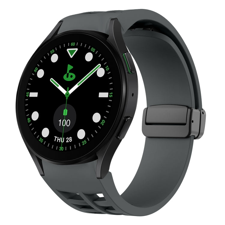 สายรัดนาฬิกาซิลิโคนแม่เหล็กพับหัวล็อกสีดำ Richard สำหรับ Samsung Galaxy Watch 6 ขนาด 40 / 44 มม. สำหรับ Samsung Galaxy Watch 5 Pro Golf Edition สำหรับ Samsung Galaxy Watch 5 Golf Edition