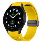 สายรัดนาฬิกาซิลิโคนแม่เหล็กพับหัวล็อกสีดำ Richard สำหรับ Samsung Galaxy Watch 6 ขนาด 40 / 44 มม. สำหรับ Samsung Galaxy Watch 5 Pro Golf Edition สำหรับ Samsung Galaxy Watch 5 Golf Edition