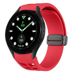 สายรัดนาฬิกาซิลิโคนแม่เหล็กพับหัวล็อกสีดำ Richard สำหรับ Samsung Galaxy Watch 6 ขนาด 40 / 44 มม. สำหรับ Samsung Galaxy Watch 5 Pro Golf Edition สำหรับ Samsung Galaxy Watch 5 Golf Edition