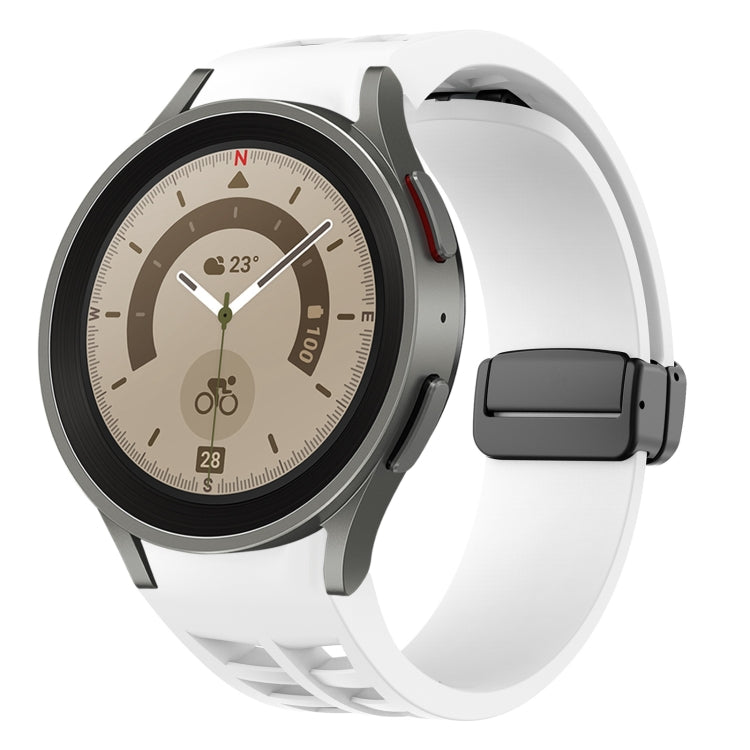 สายรัดนาฬิกาซิลิโคนแม่เหล็กพับหัวล็อกสีดำ Richard สำหรับ Samsung Galaxy Watch 5 ขนาด 40 / 44 มม. สำหรับ Samsung Galaxy Watch 5 Pro ขนาด 45 มม. สำหรับ Samsung Galaxy Watch 4 ขนาด 40 / 44 มม.