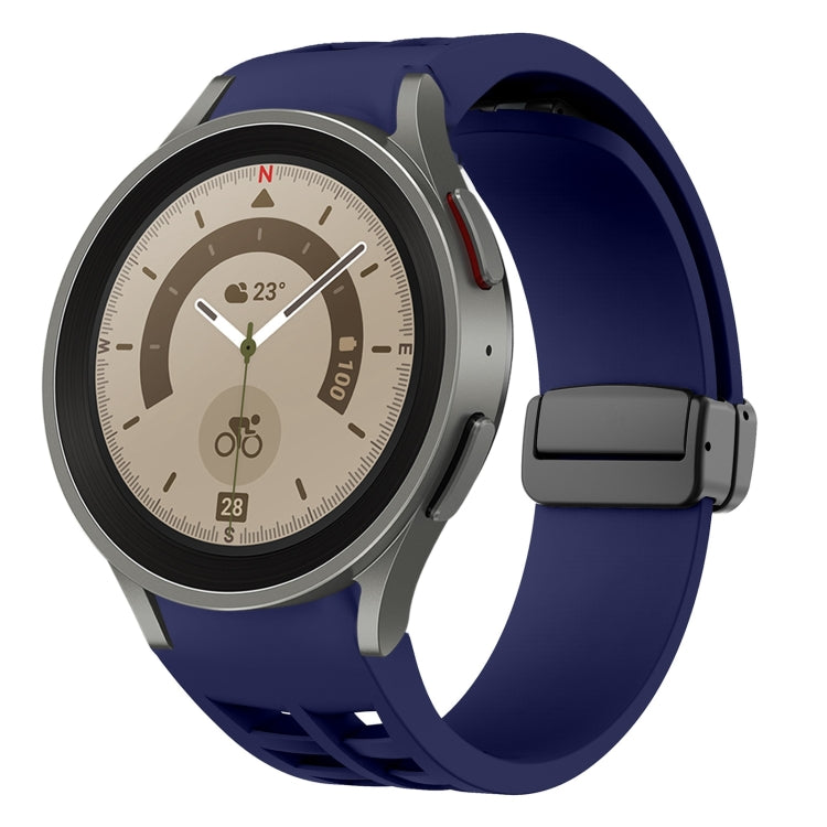 สายรัดนาฬิกาซิลิโคนแม่เหล็กพับหัวล็อกสีดำ Richard สำหรับ Samsung Galaxy Watch 5 ขนาด 40 / 44 มม. สำหรับ Samsung Galaxy Watch 5 Pro ขนาด 45 มม. สำหรับ Samsung Galaxy Watch 4 ขนาด 40 / 44 มม.