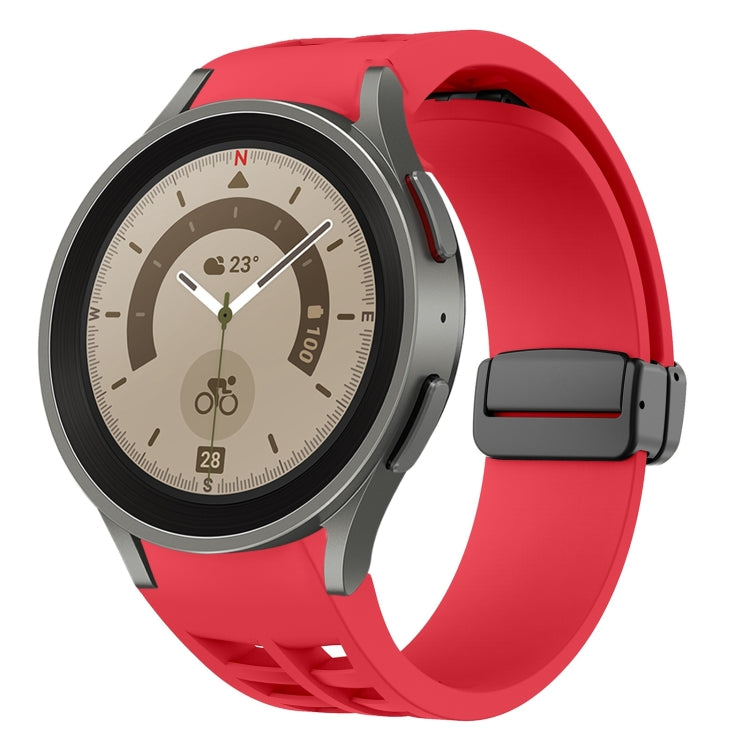 สายรัดนาฬิกาซิลิโคนแม่เหล็กพับหัวล็อกสีดำ Richard สำหรับ Samsung Galaxy Watch 5 ขนาด 40 / 44 มม. สำหรับ Samsung Galaxy Watch 5 Pro ขนาด 45 มม. สำหรับ Samsung Galaxy Watch 4 ขนาด 40 / 44 มม.