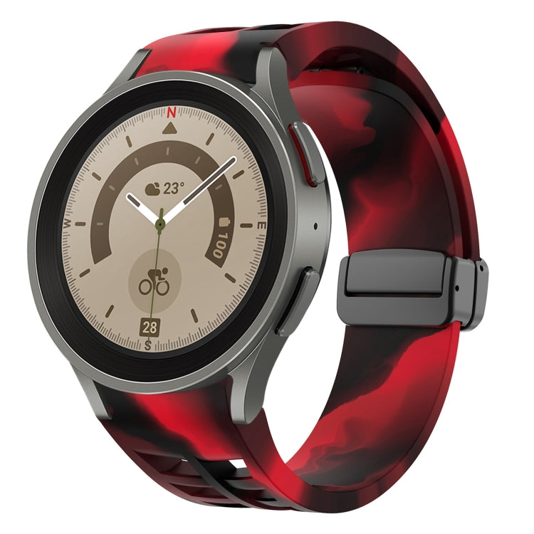 สายรัดนาฬิกาซิลิโคนแม่เหล็กพับหัวล็อกสีดำ Richard สำหรับ Samsung Galaxy Watch 5 ขนาด 40 / 44 มม. สำหรับ Samsung Galaxy Watch 5 Pro ขนาด 45 มม. สำหรับ Samsung Galaxy Watch 4 ขนาด 40 / 44 มม.