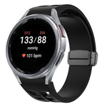 สายรัดนาฬิกาซิลิโคนแม่เหล็กพับหัวล็อกสีดำ Richard สำหรับ Samsung Galaxy Watch FE ขนาด 40 มม. สำหรับ Samsung Galaxy Watch 7 ขนาด 40 / 44 มม. สำหรับ Samsung Galaxy Watch 6 Classic ขนาด 43 / 47 มม.