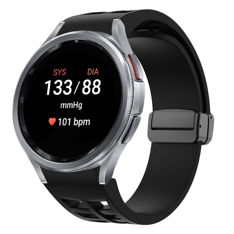 สายรัดนาฬิกาซิลิโคนแม่เหล็กพับหัวล็อกสีดำ Richard สำหรับ Samsung Galaxy Watch FE ขนาด 40 มม. สำหรับ Samsung Galaxy Watch 7 ขนาด 40 / 44 มม. สำหรับ Samsung Galaxy Watch 6 Classic ขนาด 43 / 47 มม.