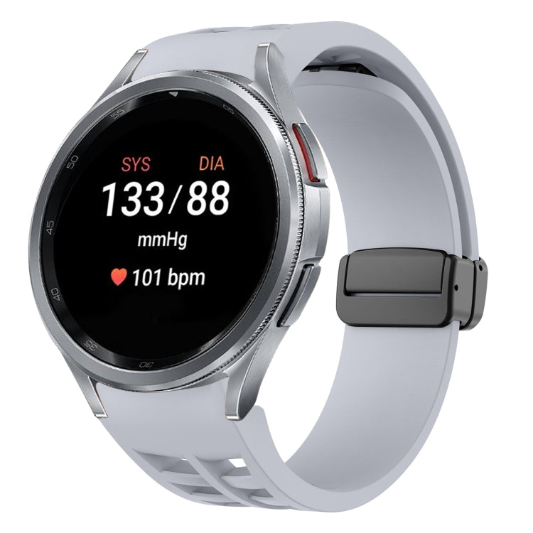 สายรัดนาฬิกาซิลิโคนแม่เหล็กพับหัวล็อกสีดำ Richard สำหรับ Samsung Galaxy Watch FE ขนาด 40 มม. สำหรับ Samsung Galaxy Watch 7 ขนาด 40 / 44 มม. สำหรับ Samsung Galaxy Watch 6 Classic ขนาด 43 / 47 มม.