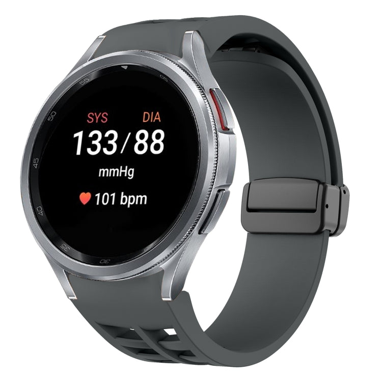 สายรัดนาฬิกาซิลิโคนแม่เหล็กพับหัวล็อกสีดำ Richard สำหรับ Samsung Galaxy Watch FE ขนาด 40 มม. สำหรับ Samsung Galaxy Watch 7 ขนาด 40 / 44 มม. สำหรับ Samsung Galaxy Watch 6 Classic ขนาด 43 / 47 มม.
