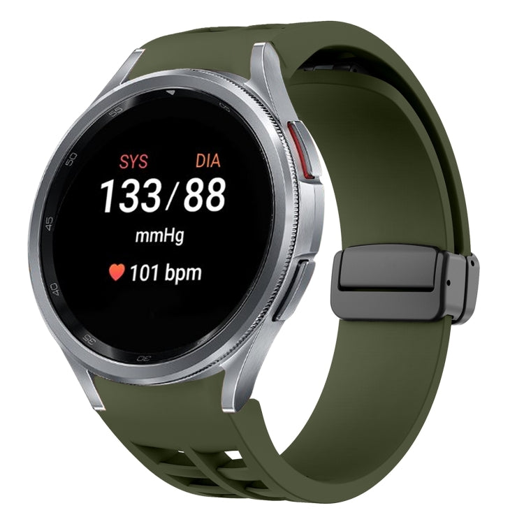 สายรัดนาฬิกาซิลิโคนแม่เหล็กพับหัวล็อกสีดำ Richard สำหรับ Samsung Galaxy Watch FE ขนาด 40 มม. สำหรับ Samsung Galaxy Watch 7 ขนาด 40 / 44 มม. สำหรับ Samsung Galaxy Watch 6 Classic ขนาด 43 / 47 มม.
