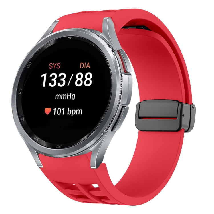 สายรัดนาฬิกาซิลิโคนแม่เหล็กพับหัวล็อกสีดำ Richard สำหรับ Samsung Galaxy Watch FE ขนาด 40 มม. สำหรับ Samsung Galaxy Watch 7 ขนาด 40 / 44 มม. สำหรับ Samsung Galaxy Watch 6 Classic ขนาด 43 / 47 มม.