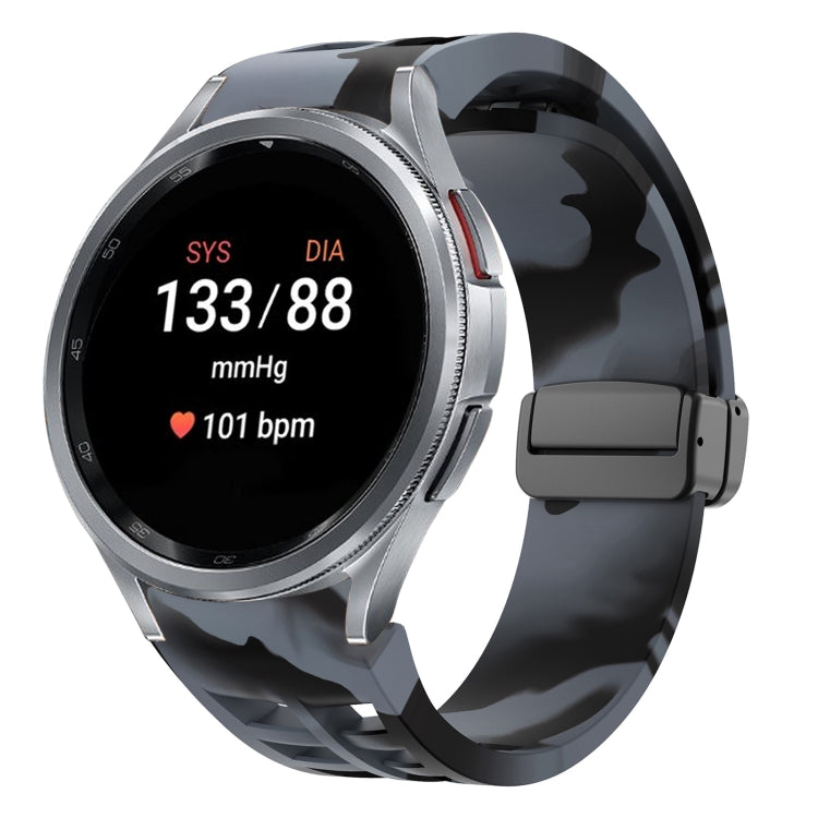 สายรัดนาฬิกาซิลิโคนแม่เหล็กพับหัวล็อกสีดำ Richard สำหรับ Samsung Galaxy Watch FE ขนาด 40 มม. สำหรับ Samsung Galaxy Watch 7 ขนาด 40 / 44 มม. สำหรับ Samsung Galaxy Watch 6 Classic ขนาด 43 / 47 มม.