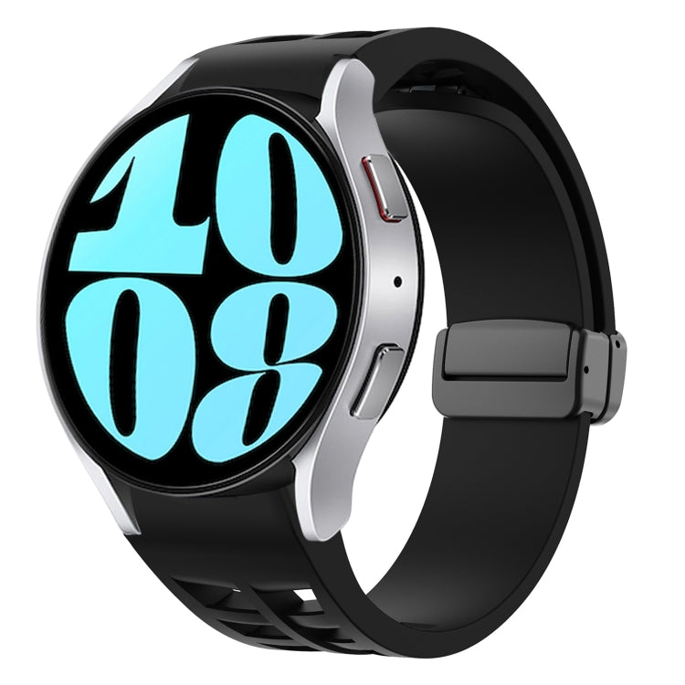 สายรัดนาฬิกาซิลิโคนแม่เหล็กพับหัวล็อกสีดำ Richard สำหรับ Samsung Galaxy Watch 6 ขนาด 40 / 44 มม. สำหรับ Samsung Galaxy Watch 5 Pro Golf Edition สำหรับ Samsung Galaxy Watch 5 Golf Edition