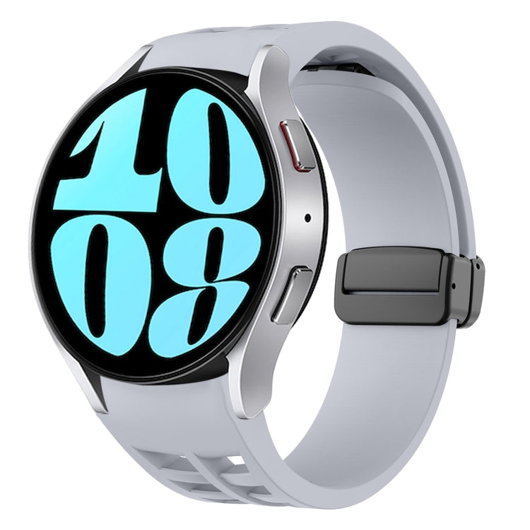 สายรัดนาฬิกาซิลิโคนแม่เหล็กพับหัวล็อกสีดำ Richard สำหรับ Samsung Galaxy Watch 6 ขนาด 40 / 44 มม. สำหรับ Samsung Galaxy Watch 5 Pro Golf Edition สำหรับ Samsung Galaxy Watch 5 Golf Edition