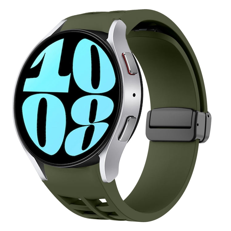 สายรัดนาฬิกาซิลิโคนแม่เหล็กพับหัวล็อกสีดำ Richard สำหรับ Samsung Galaxy Watch 6 ขนาด 40 / 44 มม. สำหรับ Samsung Galaxy Watch 5 Pro Golf Edition สำหรับ Samsung Galaxy Watch 5 Golf Edition