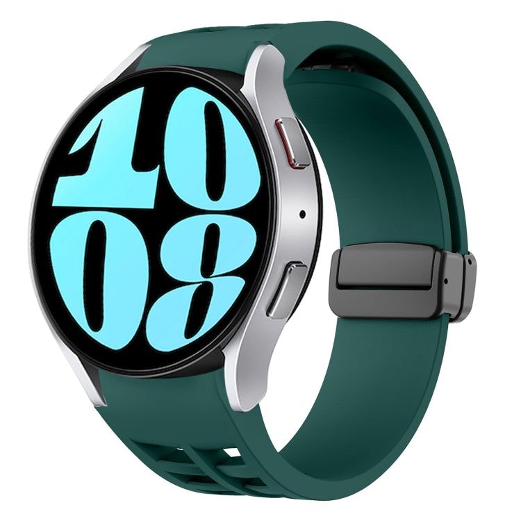 สายรัดนาฬิกาซิลิโคนแม่เหล็กพับหัวล็อกสีดำ Richard สำหรับ Samsung Galaxy Watch 6 ขนาด 40 / 44 มม. สำหรับ Samsung Galaxy Watch 5 Pro Golf Edition สำหรับ Samsung Galaxy Watch 5 Golf Edition