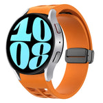 สายรัดนาฬิกาซิลิโคนแม่เหล็กพับหัวล็อกสีดำ Richard สำหรับ Samsung Galaxy Watch 6 ขนาด 40 / 44 มม. สำหรับ Samsung Galaxy Watch 5 Pro Golf Edition สำหรับ Samsung Galaxy Watch 5 Golf Edition