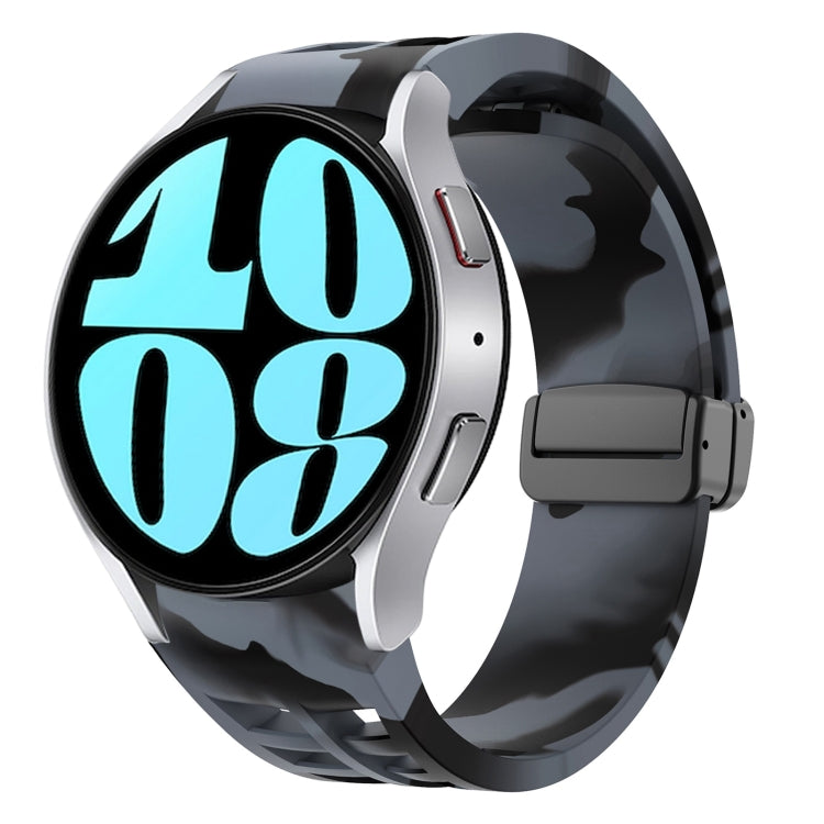 สายรัดนาฬิกาซิลิโคนแม่เหล็กพับหัวล็อกสีดำ Richard สำหรับ Samsung Galaxy Watch 6 ขนาด 40 / 44 มม. สำหรับ Samsung Galaxy Watch 5 Pro Golf Edition สำหรับ Samsung Galaxy Watch 5 Golf Edition