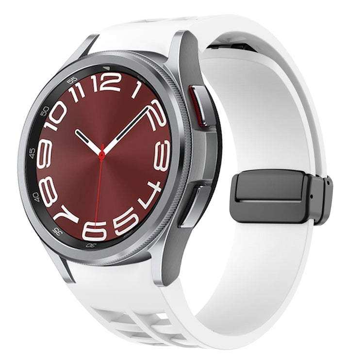 สายรัดนาฬิกาซิลิโคนแม่เหล็กพับหัวล็อกสีดำ Richard สำหรับ Samsung Galaxy Watch FE ขนาด 40 มม. สำหรับ Samsung Galaxy Watch 7 ขนาด 40 / 44 มม. สำหรับ Samsung Galaxy Watch 6 Classic ขนาด 43 / 47 มม.