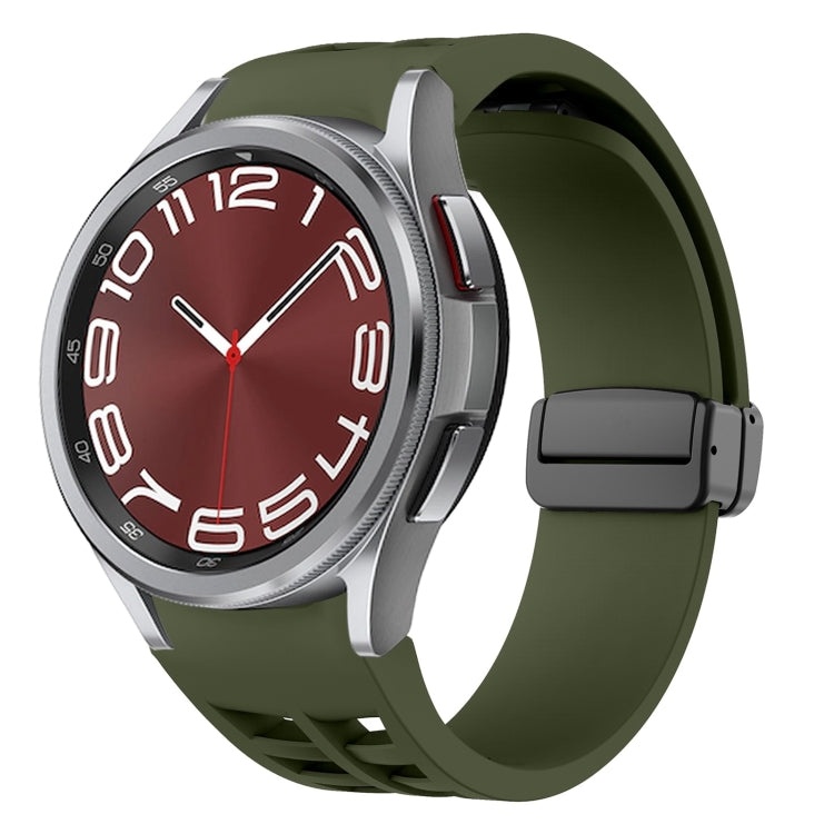 สายรัดนาฬิกาซิลิโคนแม่เหล็กพับหัวล็อกสีดำ Richard สำหรับ Samsung Galaxy Watch FE ขนาด 40 มม. สำหรับ Samsung Galaxy Watch 7 ขนาด 40 / 44 มม. สำหรับ Samsung Galaxy Watch 6 Classic ขนาด 43 / 47 มม.