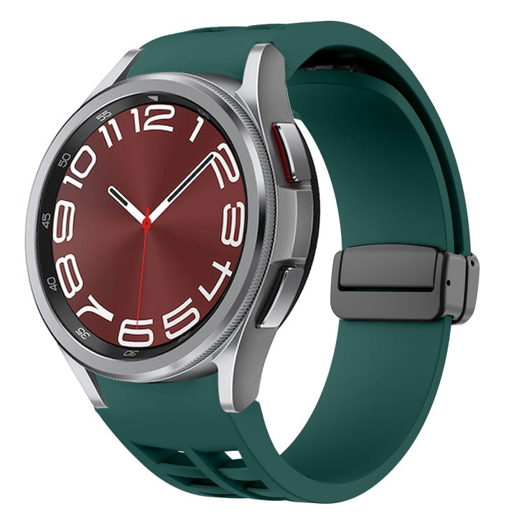 สายรัดนาฬิกาซิลิโคนแม่เหล็กพับหัวล็อกสีดำ Richard สำหรับ Samsung Galaxy Watch FE ขนาด 40 มม. สำหรับ Samsung Galaxy Watch 7 ขนาด 40 / 44 มม. สำหรับ Samsung Galaxy Watch 6 Classic ขนาด 43 / 47 มม.