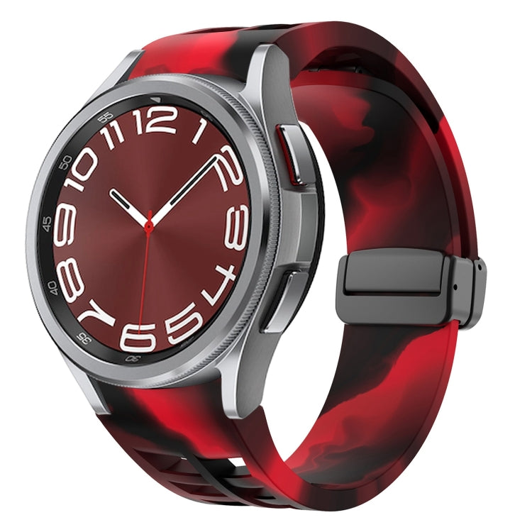 สายรัดนาฬิกาซิลิโคนแม่เหล็กพับหัวล็อกสีดำ Richard สำหรับ Samsung Galaxy Watch FE ขนาด 40 มม. สำหรับ Samsung Galaxy Watch 7 ขนาด 40 / 44 มม. สำหรับ Samsung Galaxy Watch 6 Classic ขนาด 43 / 47 มม.