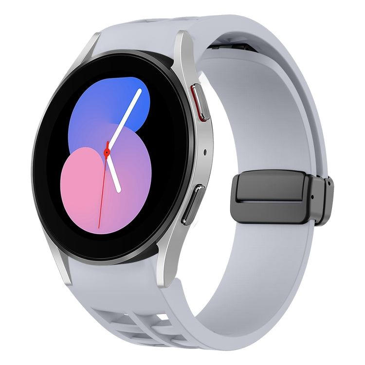 สายรัดนาฬิกาซิลิโคนแม่เหล็กพับหัวล็อกสีดำ Richard สำหรับ Samsung Galaxy Watch 5 ขนาด 40 / 44 มม. สำหรับ Samsung Galaxy Watch 5 Pro ขนาด 45 มม. สำหรับ Samsung Galaxy Watch 4 ขนาด 40 / 44 มม.