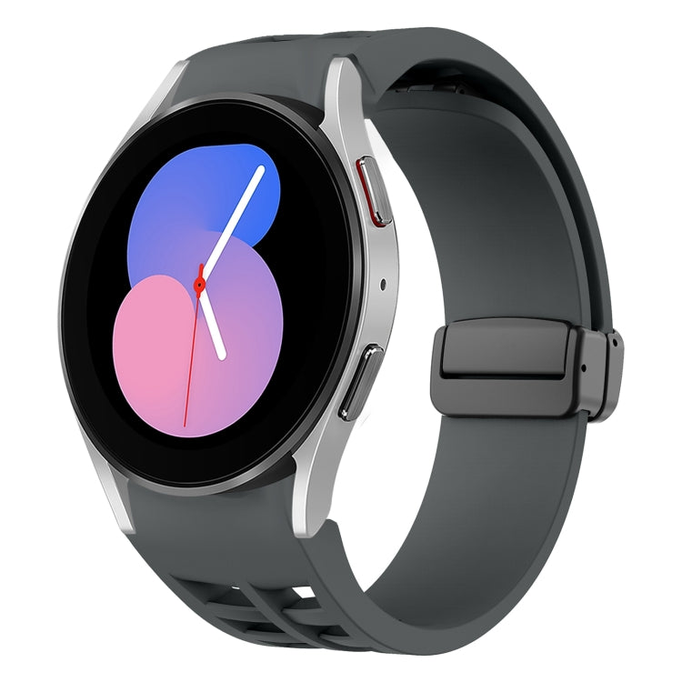 สายรัดนาฬิกาซิลิโคนแม่เหล็กพับหัวล็อกสีดำ Richard สำหรับ Samsung Galaxy Watch 5 ขนาด 40 / 44 มม. สำหรับ Samsung Galaxy Watch 5 Pro ขนาด 45 มม. สำหรับ Samsung Galaxy Watch 4 ขนาด 40 / 44 มม.