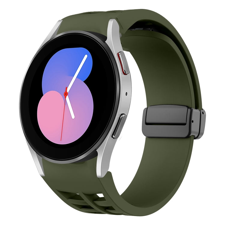 สายรัดนาฬิกาซิลิโคนแม่เหล็กพับหัวล็อกสีดำ Richard สำหรับ Samsung Galaxy Watch 5 ขนาด 40 / 44 มม. สำหรับ Samsung Galaxy Watch 5 Pro ขนาด 45 มม. สำหรับ Samsung Galaxy Watch 4 ขนาด 40 / 44 มม.